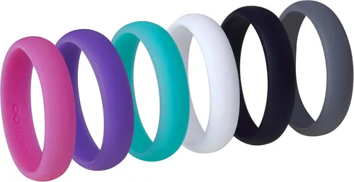 Miniatura 2 de Womens Silicone Wedding Ring Band by HonorGear - 6 Ring Pack PremiumWedding Bands Engagement Active Athletes Comfort Fit