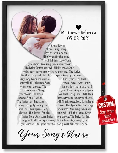Miniatura 22 de H-DEWALL Póster personalizado de letras de canciones, regalos de cumpleaños para esposo para dormitorio, discos de vinilo, fotos, regalos para él