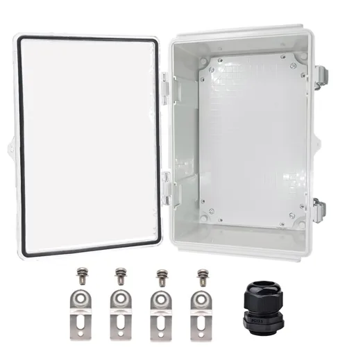 Miniatura 22 de Caja eléctrica impermeable, caja de conexiones IP67, pestillo de acero inoxidable, cubierta transparente con bisagras, carcasa para proyectos