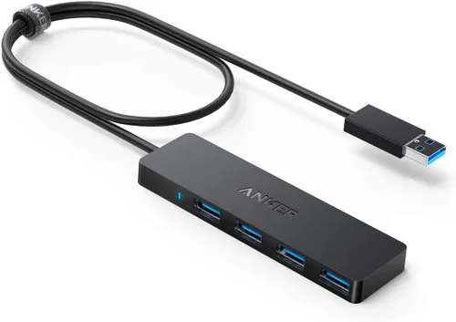 Anker - Hub USB 3.0 con 4 puertos, hub de datos ultradelgado con cable extendido de 2 pies, no compatible con carga, para MacBook, Mac Pro, Mac