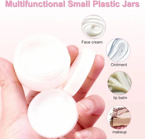 Miniatura 6 de Tarro de plástico blanco de 8 onzas (8.82 oz) con tapa de cúpula recargable, tarros cosméticos de maquillaje, crema facial vacía, bálsamo labial
