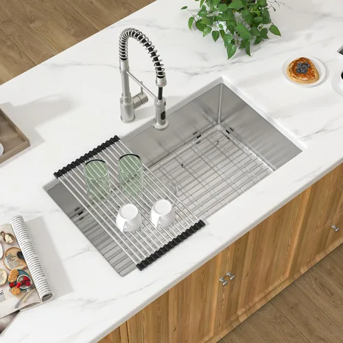 Fregadero de cocina empotrado 30 - Fregadero empotrado de 30"x19" de acero inoxidable calibre 16 de un solo tazón debajo de la encimera