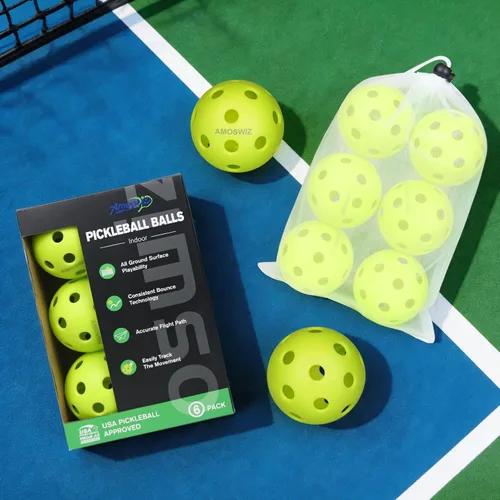 Miniatura 7 de Indoor Pickleball Balls, 6/12 Pack of 26 Holes Pickleballs, USAPA Approved Indoor Pickleballs Set, High Visibility Durable Pickle Balls for Training
