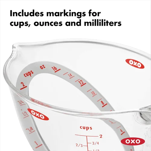 Miniatura 3 de OXO Good Grips - Taza medidora en ángulo de 2 tazas y raspador y picador de acero inoxidable OXO Good Grips