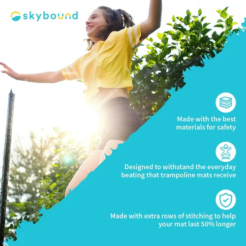 Miniatura 2 de SkyBound Replacement Trampoline Mat, Fits 14ft Frames w/Spring Tool and Durable V-Rings, Bounce Safely with Extra Rows of Stitching