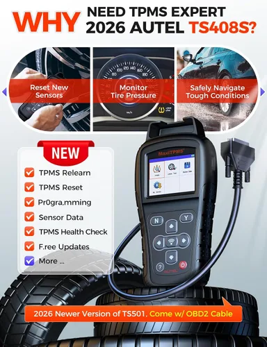 Miniatura 2 de Autel MaxiTPMS TS408S, herramienta de reaprendizaje TPMS 2026 funciona como TS501 PRO TS508WIF MK808S-TS MP900TS, OBD II Pr0gramming para Autel