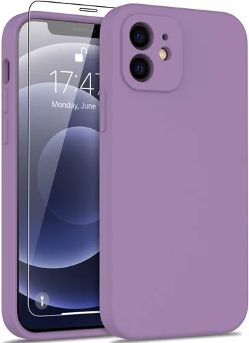 Miniatura 75 de DEENAKIN Funda de silicona compatible con iPhone 12 con protector de pantalla, mejora la protección de la cámara, funda protectora suave y flexible