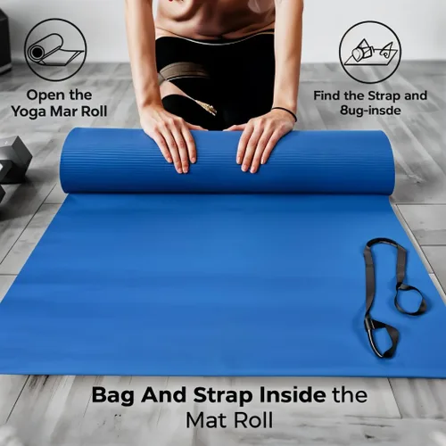 Miniatura 2 de Tapete de yoga grueso para ejercicio y pilates, tapete de yoga antideslizante con correa, tapete de gimnasio extra ancho para el hogar, tapete