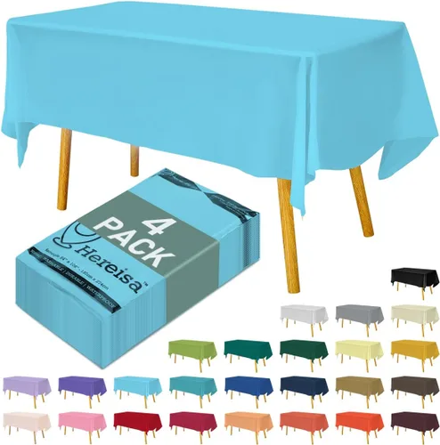 Miniatura 63 de Paquete de 3 manteles de plástico desechables de 54 x 108 pulgadas, manteles de color blanco hueso, manteles de fiesta nupcial para fiestas