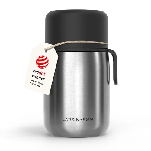 Miniatura 22 de LARS NYSØM Tarro de alimentos con aislamiento al vacío de acero inoxidable - Olla de almuerzo y frasco de almuerzo a prueba de fugas para alimentos