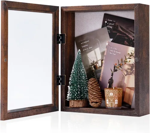 Miniatura 31 de Muzilife Marco de Fotos Caja de Sombra de 11 x 11 pulgadas - Vitrina Cuadrada de Madera y Vidrio con Interior Profundo de 2.16 pulgadas, Lista