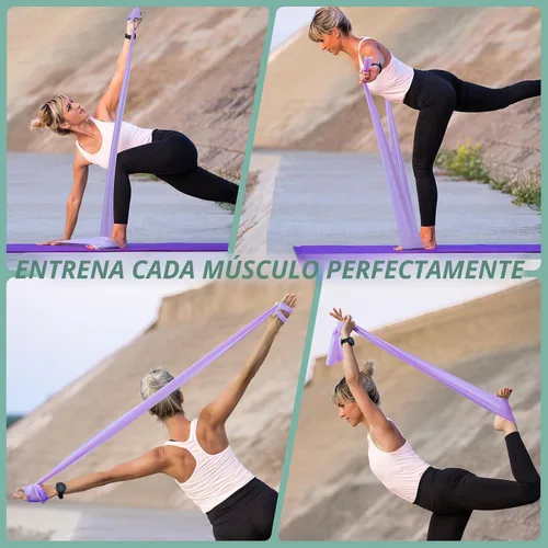 Miniatura 6 de Bandas elásticas para ejercicio, bandas de resistencia de 5 niveles para entrenamiento, bandas de ejercicio para terapia física, pilates