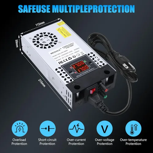 Miniatura 6 de Actualización ajustable (0-30V 0-17A) 500W DC Fuente de alimentación conmutada AC-DC Transformador con botones ajustablesSistema de sensor de 0-30V
