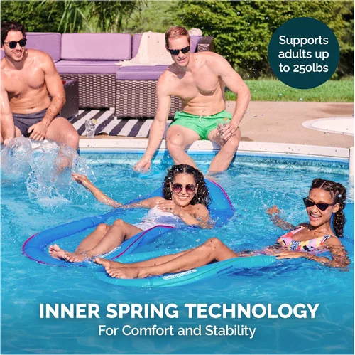 Miniatura 4 de SwimWays Spring Float Premium Hamaca Flotante para Piscina, Flotadores de Piscina Inflables para Adultos con Inflado Rápido para Edades de 15 años