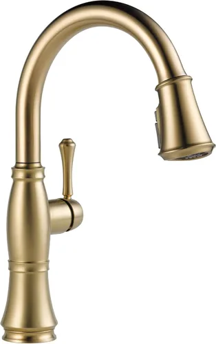 Delta Grifo Cassidy Gold para cocina, grifos de cocina con rociador extraíble, grifo de fregadero de cocina, grifo dorado para fregadero de cocina