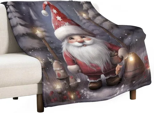 Miniatura 42 de Manta de Navidad de gnomo, manta de Navidad suave y cálida de 30 x 40 pulgadas, manta de franela cálida para cama, sofá, regalos para niños
