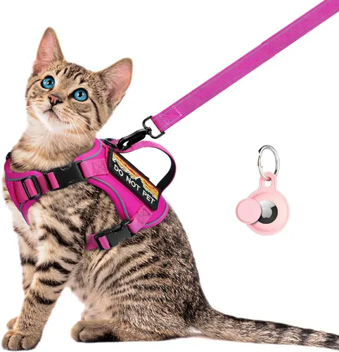 Miniatura 10 de Arnés táctico para caminar, chaleco ajustable a prueba de escapes para gatos grandes, chaleco transpirable de fácil control con asa, parches Molle