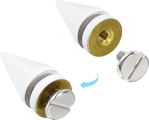 Miniatura 4 de uxcell 16 remaches de espiga de cono de 0.39 x 0.78 pulgadas, tornillos traseros para árbol y picos para manualidades de cuero, ropa, zapatos, Blanco