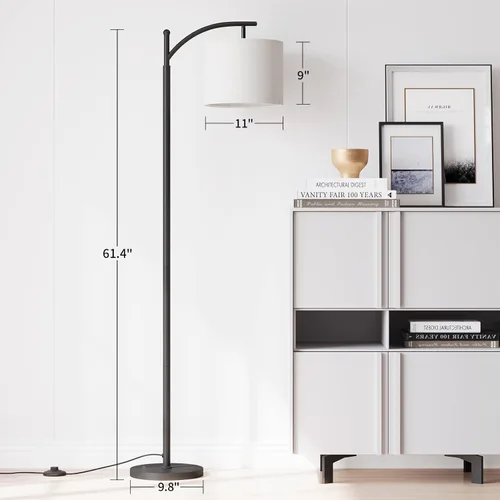 Miniatura 4 de SUNMORY Lámpara de pie de arco, moderna lámpara de pie con control remoto y bombilla regulable continua, lámparas de pie de metal con pantalla Negro