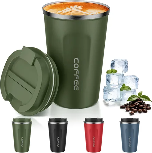 Miniatura 23 de MOMSIV Taza de viaje de 17 onzas, taza de café aislada con tapa a prueba de fugas, vaso reutilizable de doble pared de acero inoxidable al vacío