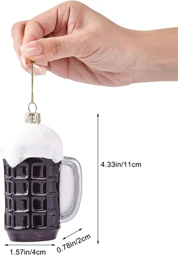 Miniatura 2 de Divertidos adornos colgantes de Navidad 2025 – Bonitas decoraciones de árbol sopladas de vidrio de cerveza de Cheers 2025, decoración navideña 3D