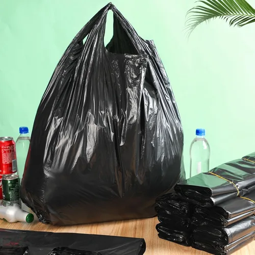 Miniatura 2 de Kisston 400 bolsas de plástico para camisetas de tamaño jumbo con asas, 35 micrófonos, bolsas grandes de plástico liso para comestibles, gruesas