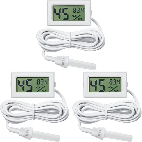 Weewooday Medidor digital de temperatura y humedad con medidor de sonda LCD Fahrenheit, termómetro higrómetro para incubadora, planta de reptiles,