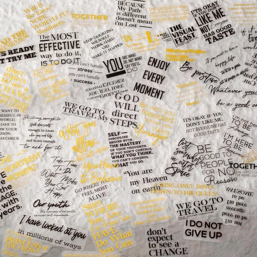 Miniatura 15 de Yoksas 100 Piezas Calcomanías Negras con Frases Inspiradoras - Calcomanías Impermeables Transparentes con Palabras Motivacionales para Álbumes