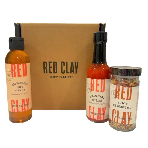 Miniatura 9 de Red Clay - Salsa picante original y salsa picante Carolina en caja de regalo de arcilla roja, pimientos Fresno prensados en frío, hechos a mano por
