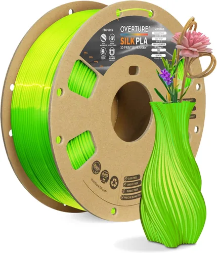 Miniatura 9 de OVERTURE - Paquete de filamento de seda PLA, sin obstrucciones, brillante, filamento metálico brillante para impresora 3D, carrete de 1 kg * 4