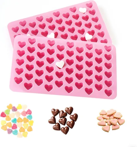 Paquete de 2 moldes de silicona con forma de corazón para chocolate, molde de chocolate con corazón, antiadherente, reutilizable, para gelatina,
