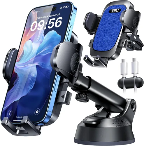 Miniatura 14 de YRU [True Upgrade for Safety Car Phone Holder Mount [Patent & Military-Grade] Dashboard Cell Phone Holder for Car Vent Windshield Phone Stand for