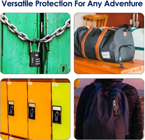 Miniatura 6 de Paquete de 2 cerraduras de equipaje aprobadas por la TSA, candado de combinación de cable de viaje, cerradura impermeable de 3 dígitos, cerradura