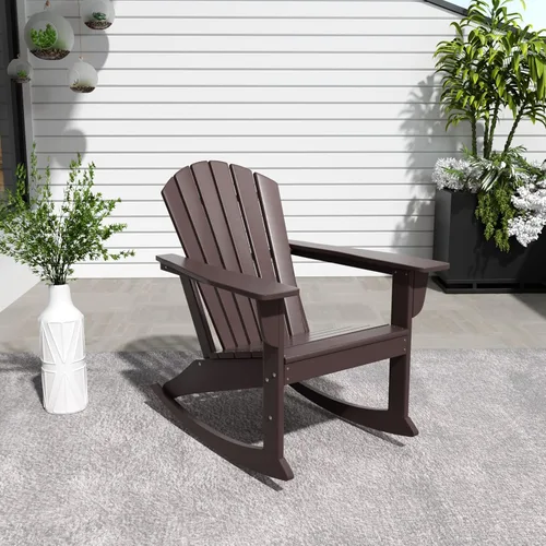Miniatura 11 de WestinTrends Dylan - Silla mecedora Adirondack de plástico de polietileno para exteriores, color negro
