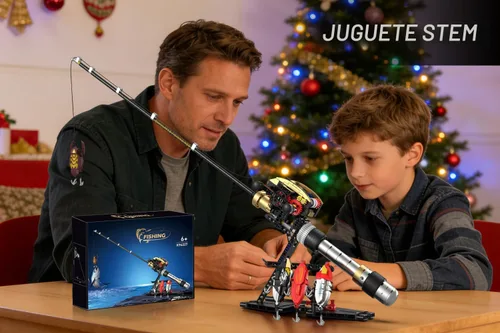 Miniatura 4 de Juguete de bloques de construcción de caña de pescar, compatible con caña de pescar LEGO, juego de construcción de caña de pescar mecánica STEM