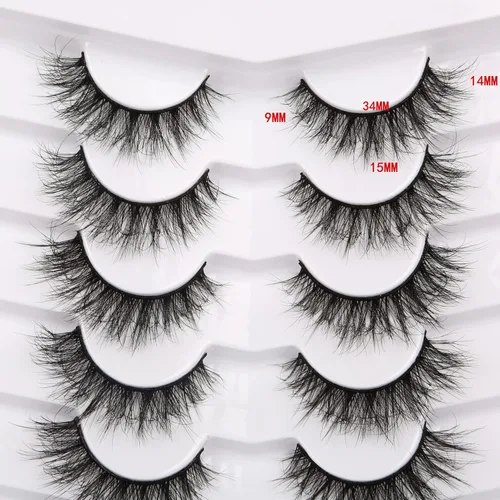 Miniatura 536 de Pooplunch - Pestañas postizas finas de visón sintético, estilo ojo de gato, naturales, cruzadas, tipo racimo, efecto 8D de volumen, tiras