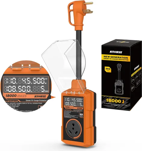 Miniatura 13 de Kohree Protector contra sobretensiones RV de 30 amperios, 18000 julios, protección contra sobretensiones de sobretensión, adaptador de enchufe RV