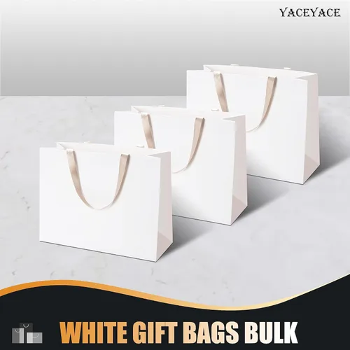 Miniatura 6 de Bolsas de papel kraft blancas extra grandes, bolsas de papel resistentes a granel, 10 unidades, 16 x 6 x 12 pulgadas Blanco