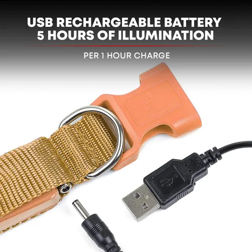 Miniatura 5 de Collar para perros LED Illumiseen, recargable por USB, Anaranjado encendido