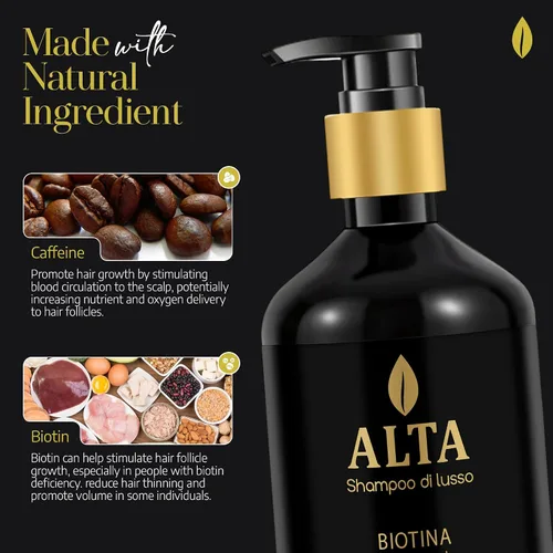 Miniatura 5 de All Goods Alta Strengthening Biotin + Caffeine Shampoo 10oz – DHT Blocker Formula para la pérdida y adelgazamiento del cabello – Champú espesante