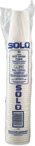 Miniatura 3 de SOLO 378W2050 Tazas calientes de papel polivinílico de una sola cara, 8 oz, blanco, 50/bolsa, 20 bolsas/cartón