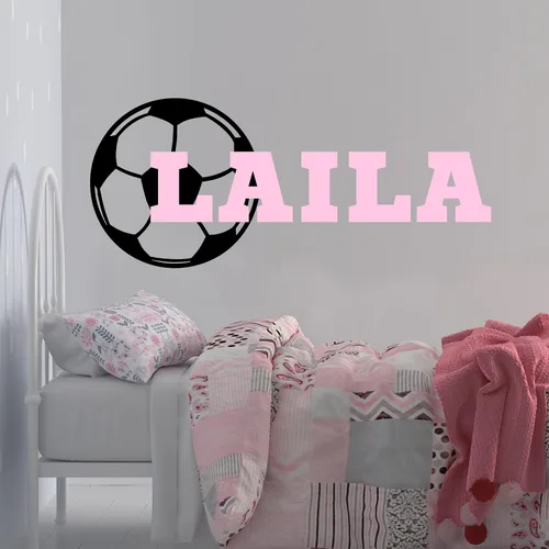 Miniatura 2 de Calcomanía de vinilo de fútbol personalizada, decoración de pared de fútbol personalizada, calcomanía de pelota de fútbol con nombre para niño