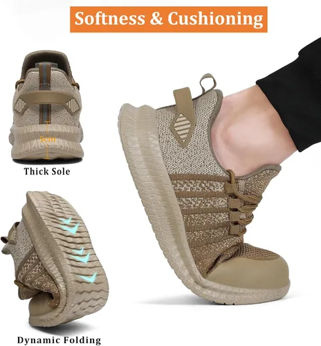 Miniatura 6 de Zapatos de punta de acero para hombres y mujeres, cómodos, ligeros, zapatos de seguridad para el trabajo, a prueba de pinchazos, antideslizantes