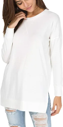 Miniatura 3 de levaca - Suéter largo otoñal casual para mujer de mangas largas abierto a los costados, sin botones, estilo túnica