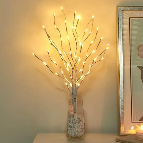 Miniatura 10 de Vanthylit - Juego de 2 estacas de ramas marrones iluminadas de 30 pulgadas (3 unidades), luz de camino cálida de 120 LED para exteriores e