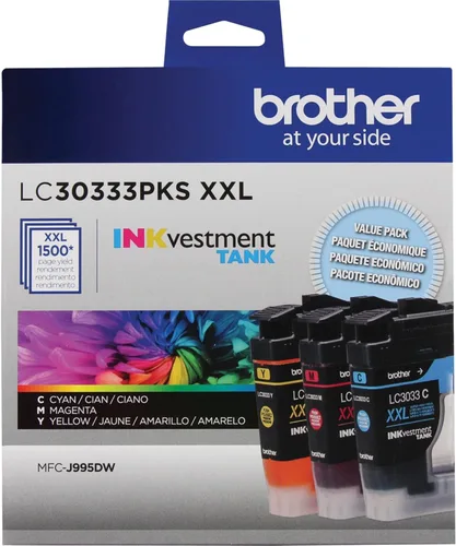 Miniatura 5 de Brother Genuine LC30333PKS, paquete de 3 cartuchos de tinta de tanque INKvestment de color de súper alto rendimiento; incluye 1 cartucho de cada uno