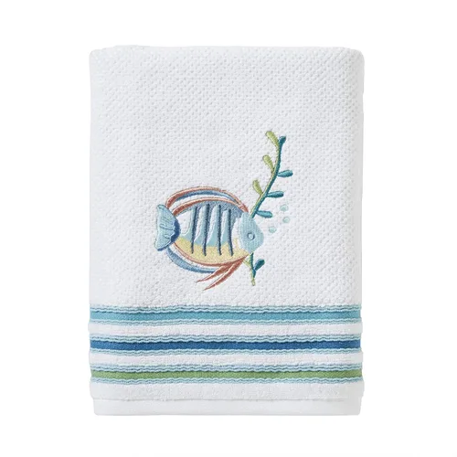 Miniatura 15 de SKL Home Ocean Coral - Juego de 2 toallas de mano esculpidas de 100% algodón premium, 450 GSM, jacquard reversible, suave y absorbente, tropical