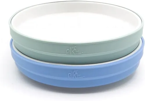 Miniatura 13 de Elk and Friends Platos blancos de porcelana para niños de 7.8 pulgadas con fundas de silicona, adecuados para bebés/niños pequeños, aptos