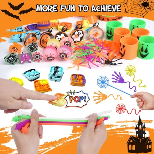 Miniatura 5 de Recuerdos de fiesta de Halloween para niños, 206 golosinas de Halloween sin dulces, juguetes surtidos de trucos o tratos, premios de aula, regalos