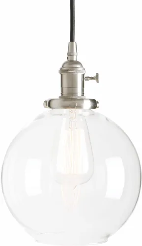 Miniatura 10 de PERMO Moderno accesorio de iluminación colgante con globo de vidrio transparente redondo de 5.9 pulgadas, pantalla soplada a mano, lámpara